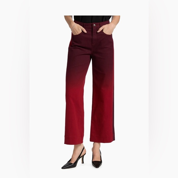 NEW SET NEW Cinq a Sept Red Ombre Wide Leg Pants & Jacket Set - Picture 6 of 8